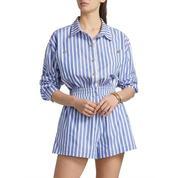 NEW GENERATION LOVE yera wide stripe romper in blue